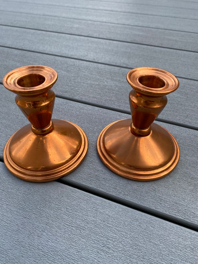 PAIR OF MCM COPPER CRAFT GUILD CANDLESTICKS