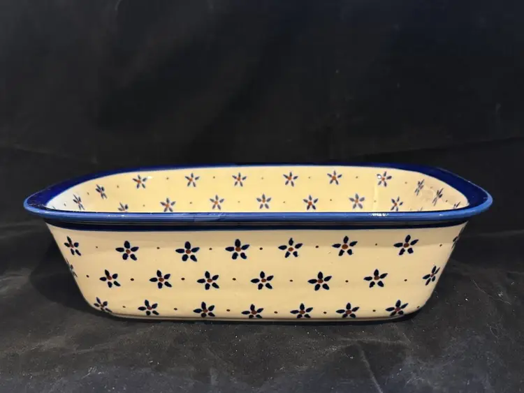 Polish Pottery Signed Baking Serving Dish Marked 9.5” x 7”