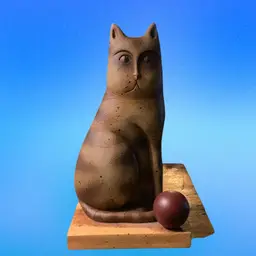 56. David Harden Primitive Folk Art Tabby Cat With Red Ball Large 13” Tall Signed