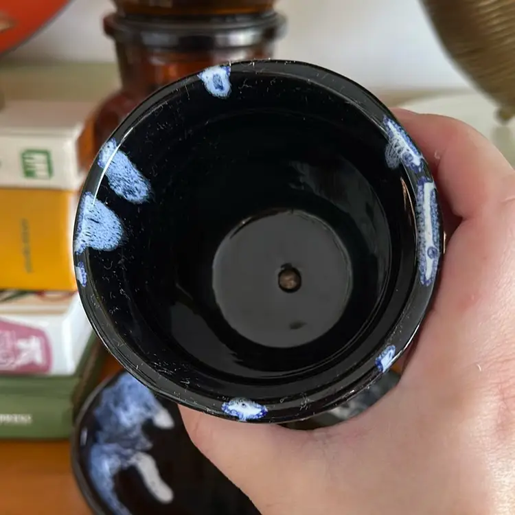 Vintage BMP Granite Blue Marble Planter With Under plate