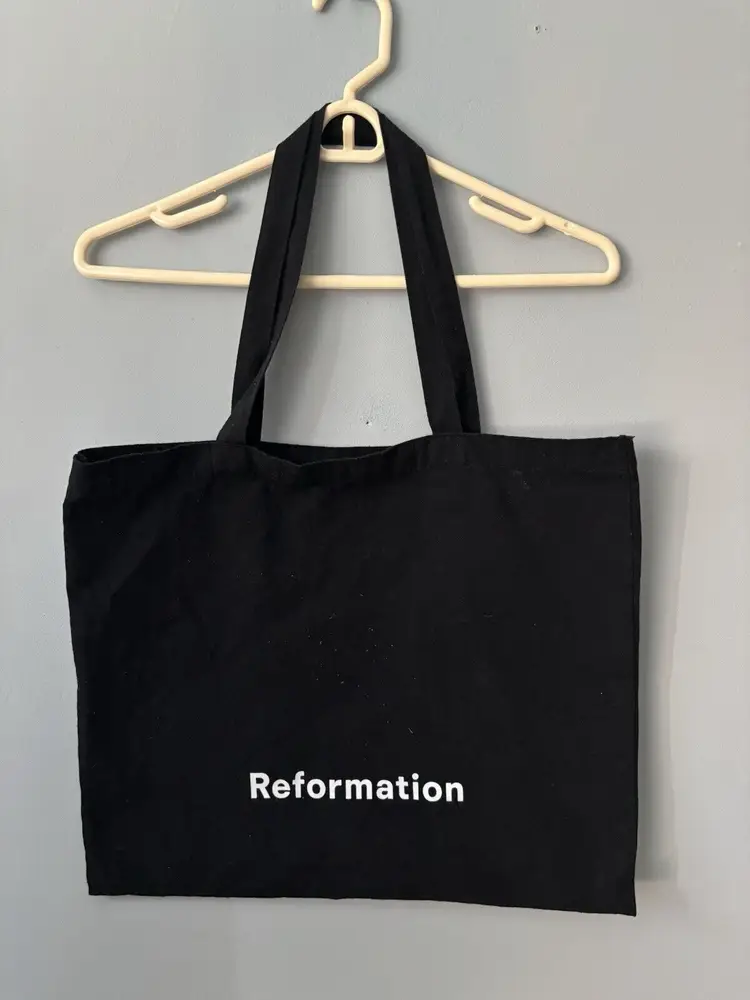 Reformation Black Canvas Medium Size Carryall Tote Bag Logo 17x15