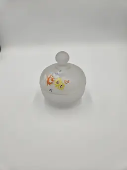 #TR47 Westmoreland Satin Floral Round Lidded Candy Dish