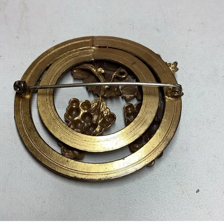 Art Nouveau Brass Brooch Grapevine Design 1920’s