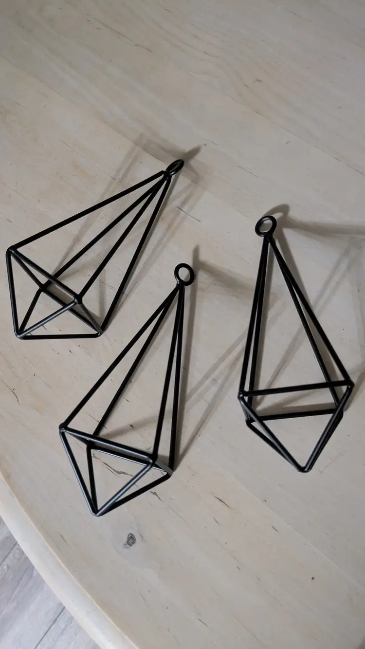 Black Metal Diamond Hanging Air Plant Display