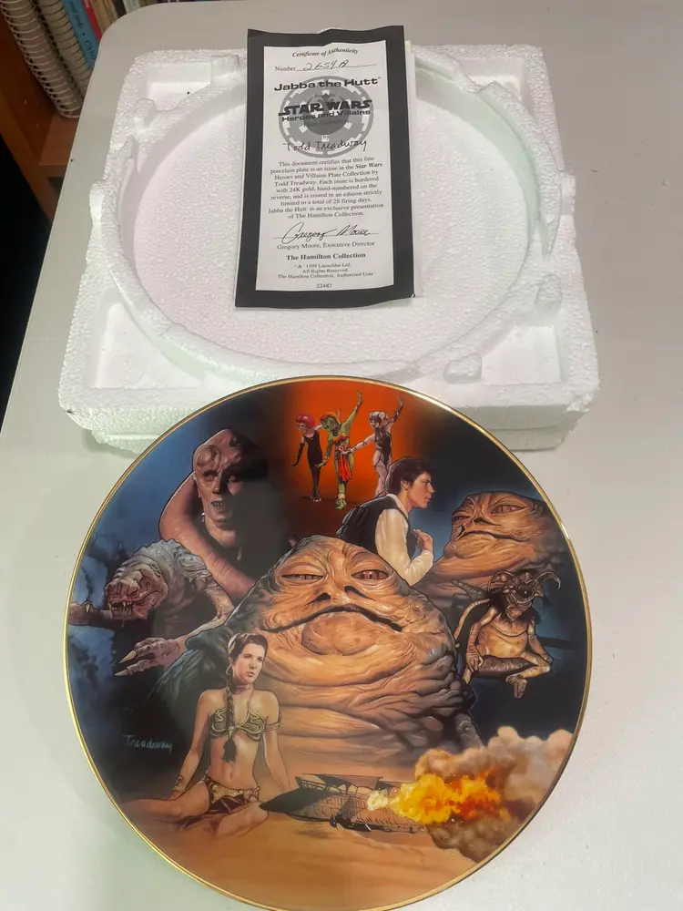 Jabba The Hutt Star Wars Hamilton Collection Plate Heroes and Villians NIB w/CoA