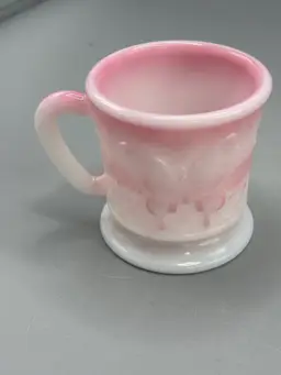 Fenton art glass Rosalene slag glass butterfly mug