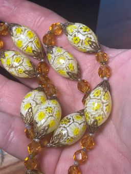 Antique 1920s Milleflori Glass And Crystal Necklace
