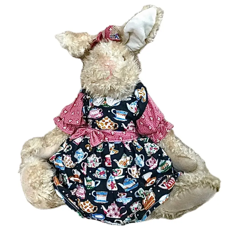 Douglas Jointed Plush Bunny Rabbit In Teapot Dress Stuffed Animal Spring Easter
