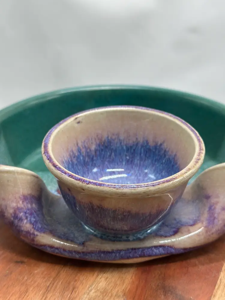 Bruce Larrabee Handmade Pottery Dip Chips Snacks Serving