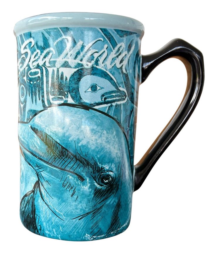 Official Sea World Heavy 16 Oz. 3D Raised  Dolphin Coffee Mug