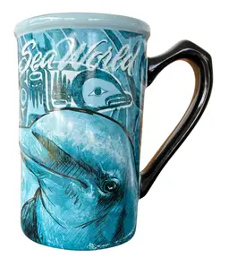 Official Sea World Heavy 16 Oz. 3D Raised Dolphin Coffee Mug