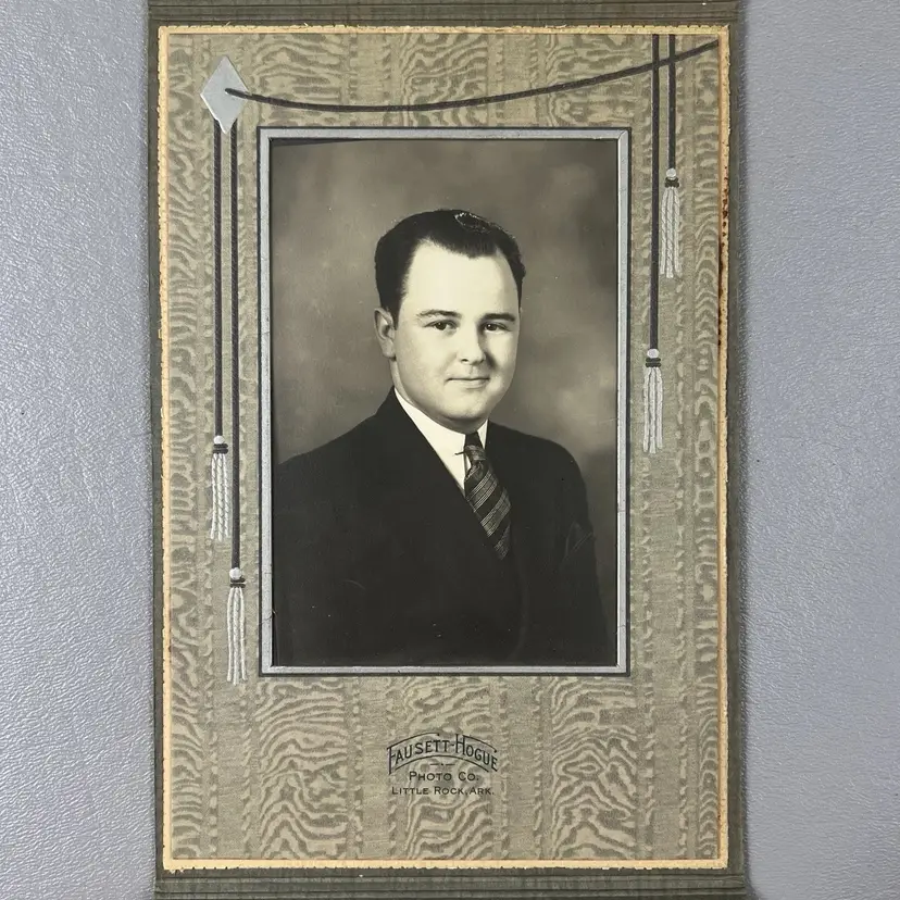 Vintage Graduation Portrait Photo Young Man In Suit Little Rock Ark 7.5x5"