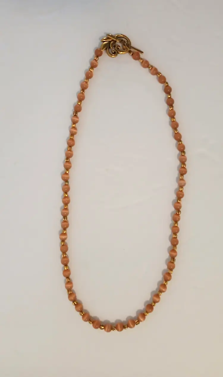Peach Tiger Eye 18" Handmade Necklace