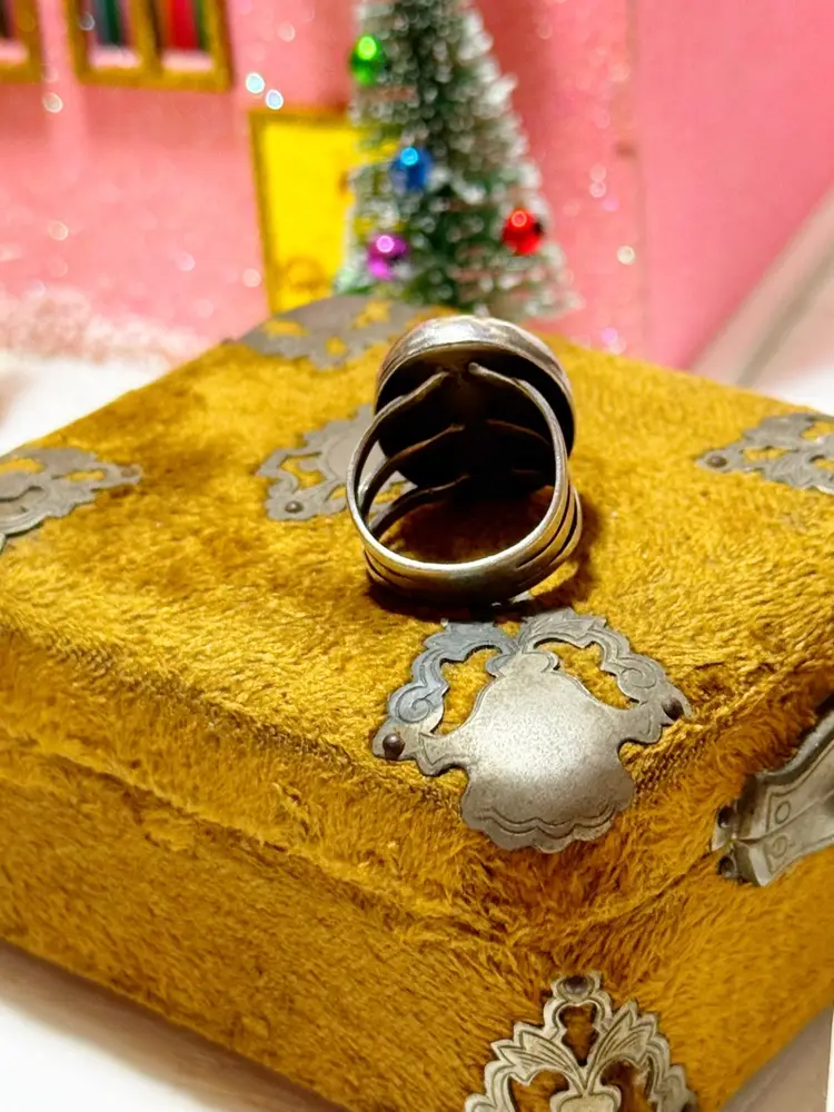 Vintage Sterling silver Native American Picture Jasper Ring Size 7.5