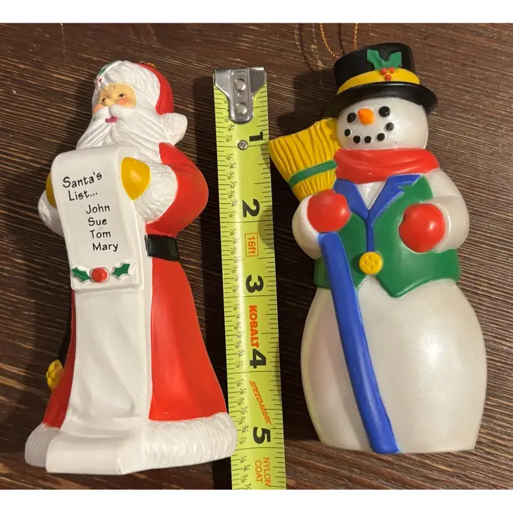 Vintage Avon Talking Snowman And Santa Ornaments Battery Not Included 5”
