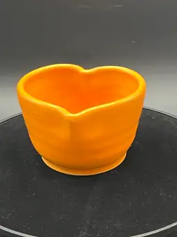 Alan Podesto pottery heart dish – orange glaze