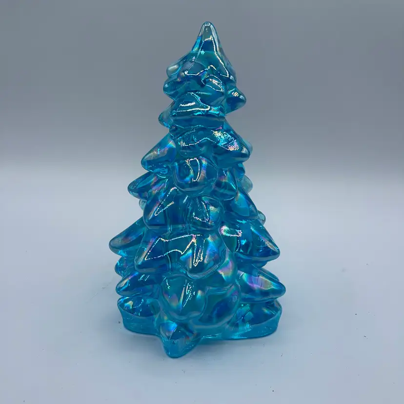 Mosser Christmas Tree - Buffet Blue Carnival - Mosser Glass, USA 8”
