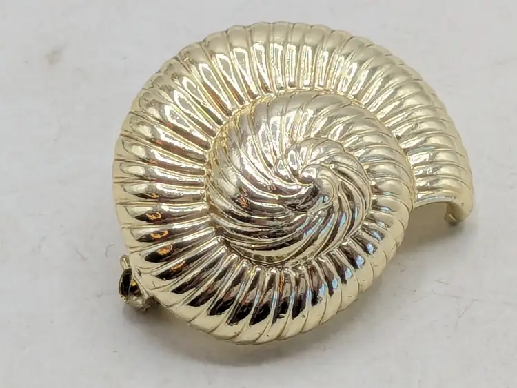 Vintage Danecraft Silver Tone SeaShell Brooch Pin