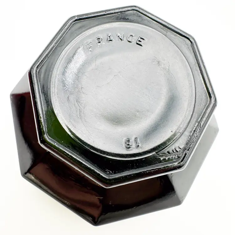 Black Glass Arcoroc France Octagonal Candle Holder