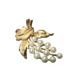 Trafari Grape Brooch Gold Tone Faux Pearl