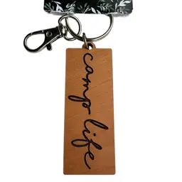 New Wooden Camp Life Engraved Keychain