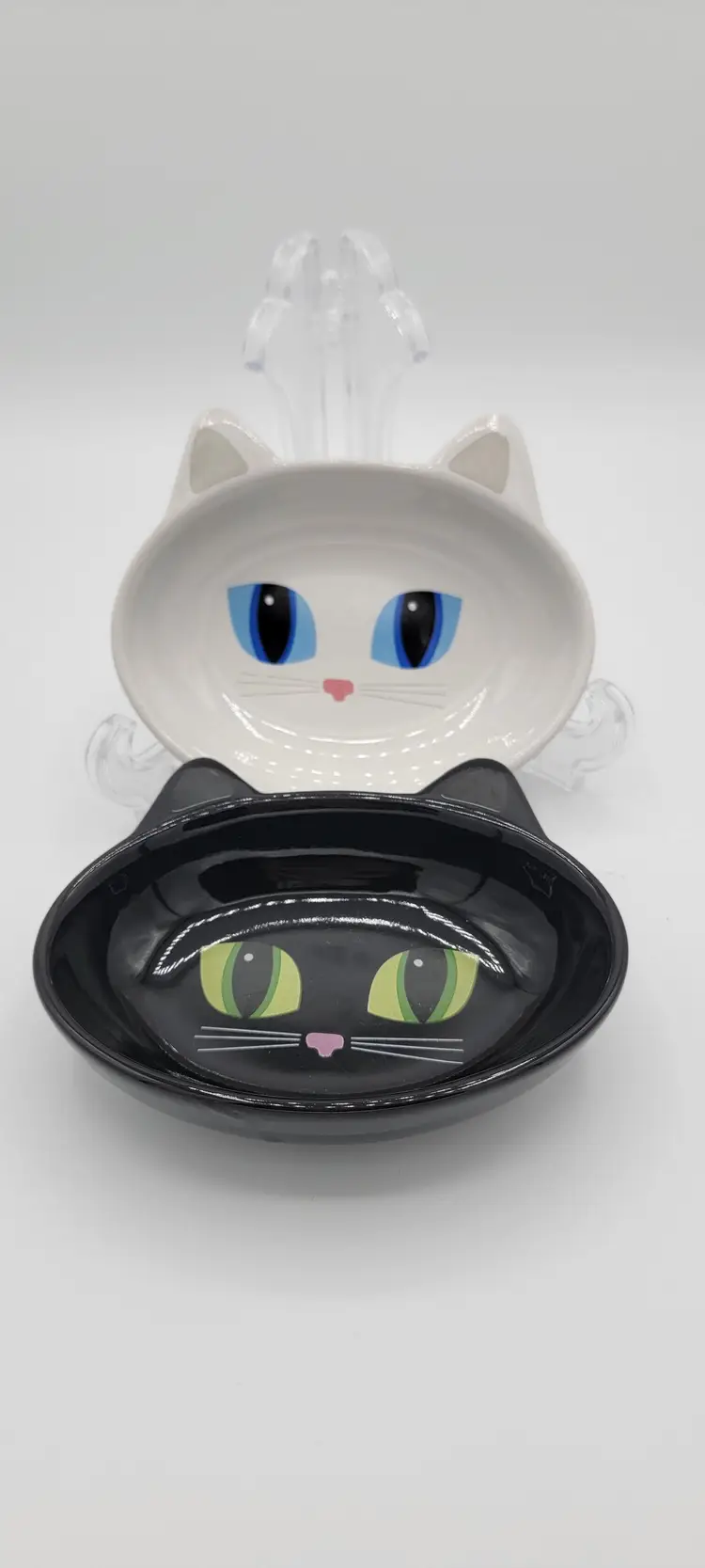 PetRageous Design Black and White Ceramic Set Cat Food Bowl Trinket