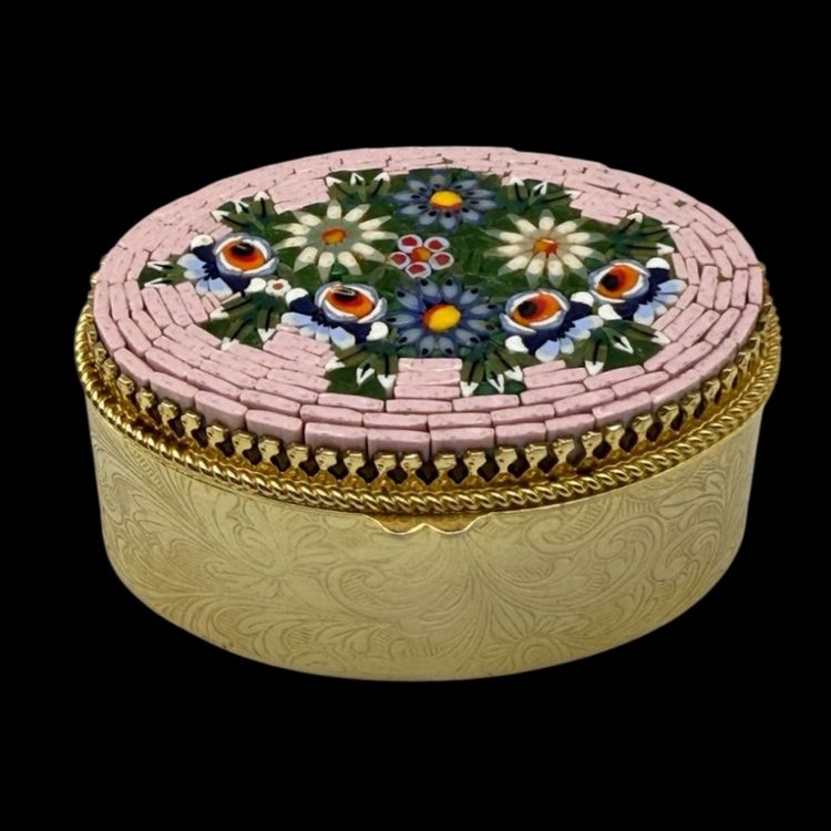 Raspberry Cream Walled Garden Trinket Box Secret Garden Micro Mosaic 2 1/2 X 2 X 1 1/4"