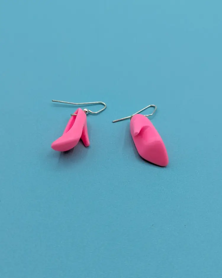 Playful Pink Barbie Heels Shoe Dangling Earrings