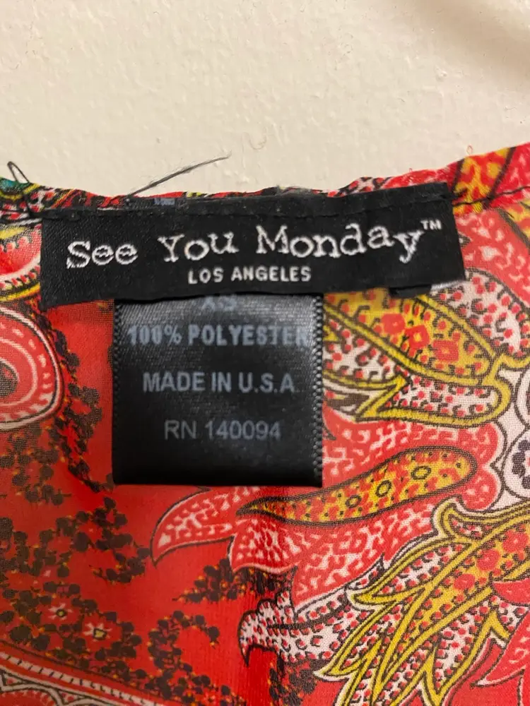 See You Monday Womens Sheer Cardigan XS Fringe Bottom Paisley Boho Multicolor