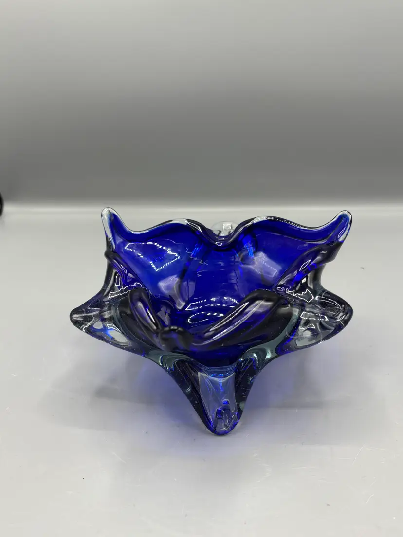 70 Cobalt blue heavy Murano trinket dish
