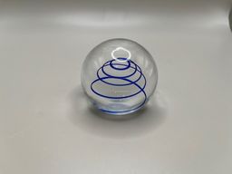 #01 Art Glass Paperweight With Delicate Blue Spiral