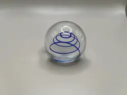 #01 Art Glass Paperweight With Delicate Blue Spiral