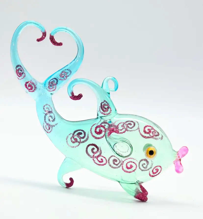Blown Glass Kissing Fish Ornament