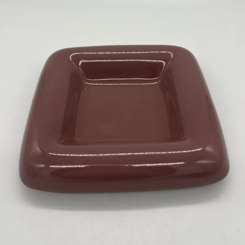 Haeger 2176 Square Rolled Edge Trinket Change Dish Tray Catchall Plant Soap Mauve Pink 6.5” AS IS