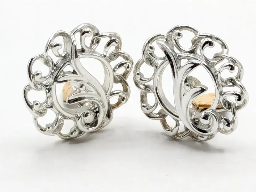Vintage Sarah Coventry "Fancy Free" 1960 Silver Tone Round Clip-On Earrings