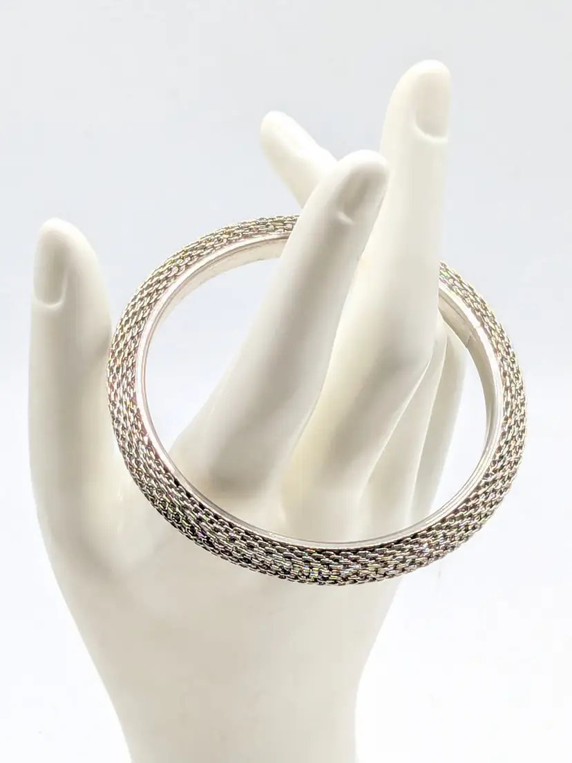 Silver Tone Mesh Bangle Bracelet Jewelry