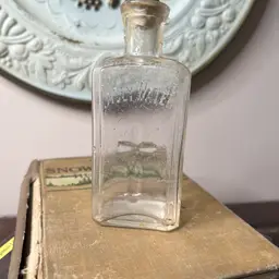 020 Antique Holy Water Bottle With Cork 5"x 2.75" X 1.6" 1890s