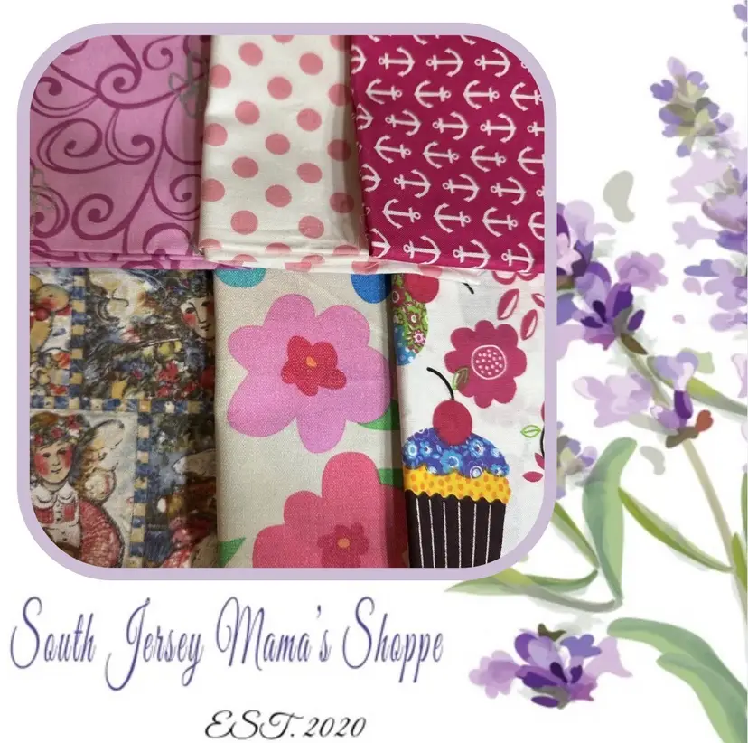 Set Of 6 Large Pink Scrap Cotton Bundle