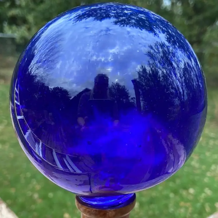 Cobalt / Blue Glass (Fishing Net Float) Ball / Orb. Handblown, Flattened Pontil. 13” Circumstance Including Pontil.