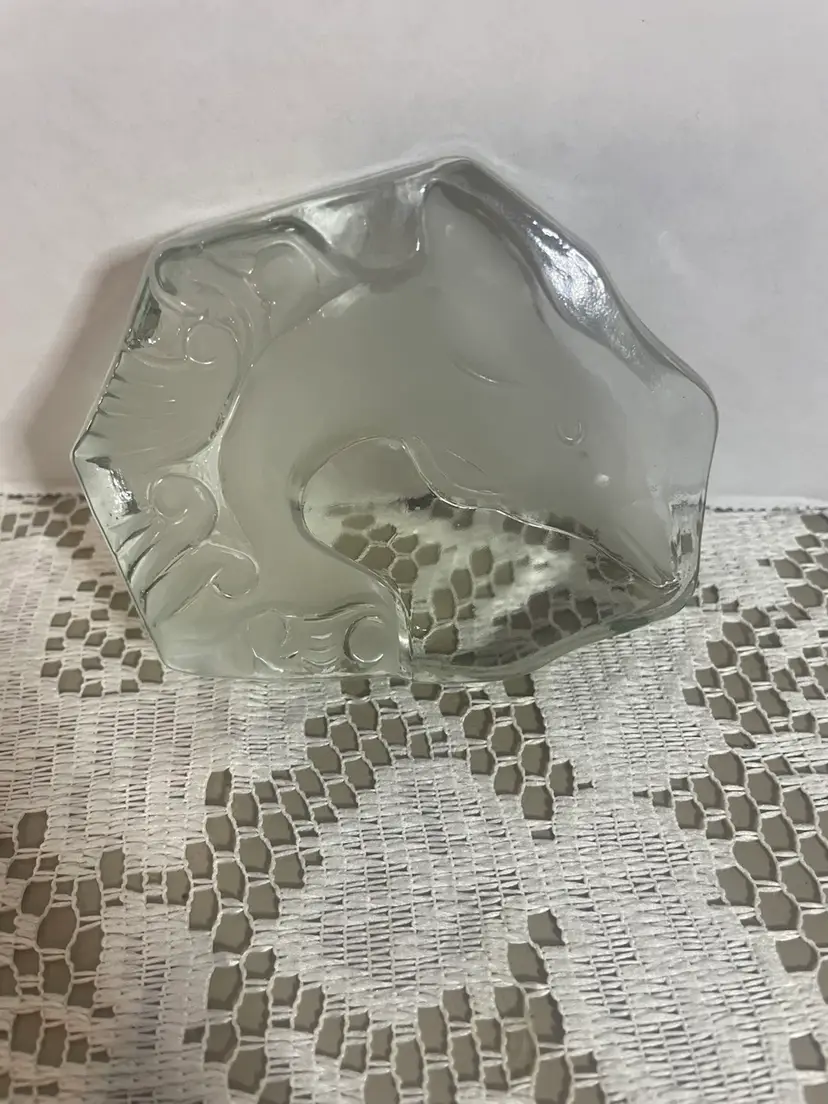 Art Glass Dolphin Paperweight 3x4”