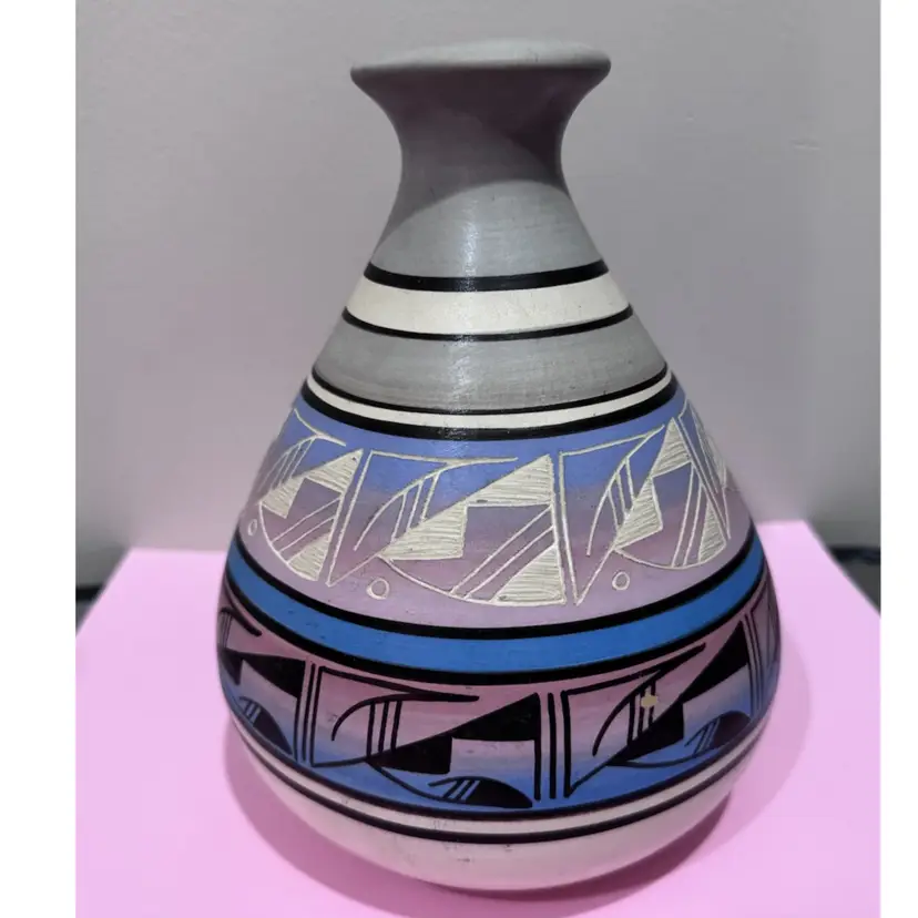 Vintage Navajo Etched Vase