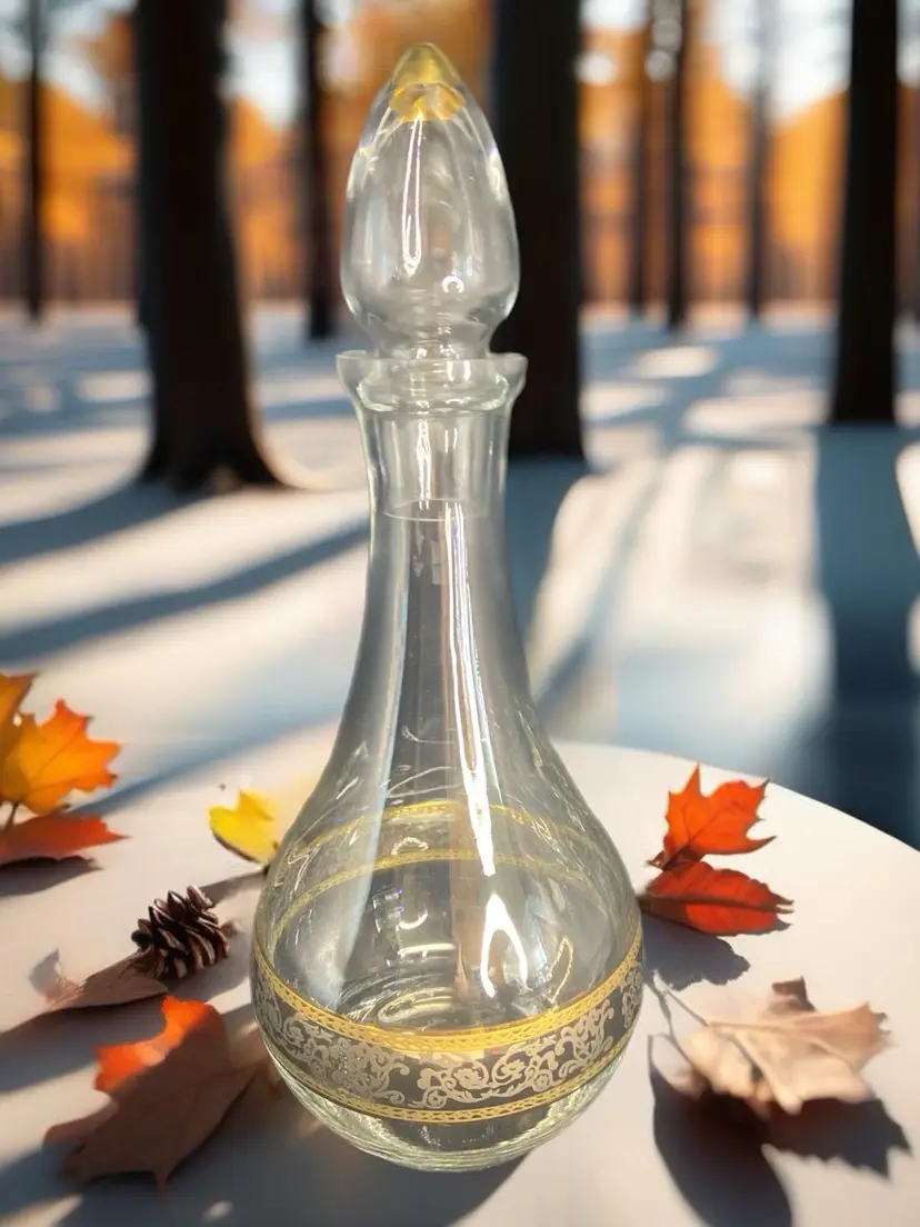 Gold Regency liquor decanter with stopper