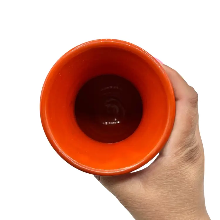 Italian Fire Orange Lava Glaze Ceramic Vase