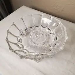 Lead Crystal Footed Bowl with Rose Motif West Germany 1980s