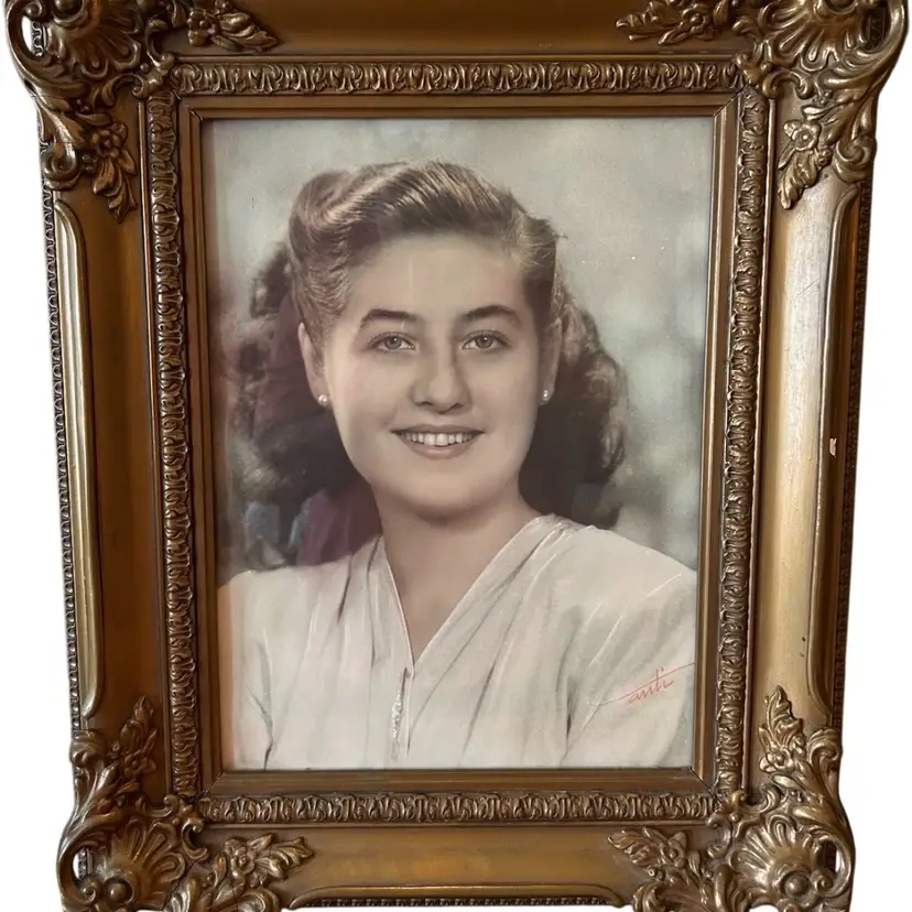 18x22x2 1/2 Vintage Chalkware Ornate Frame With Unknown Portrait