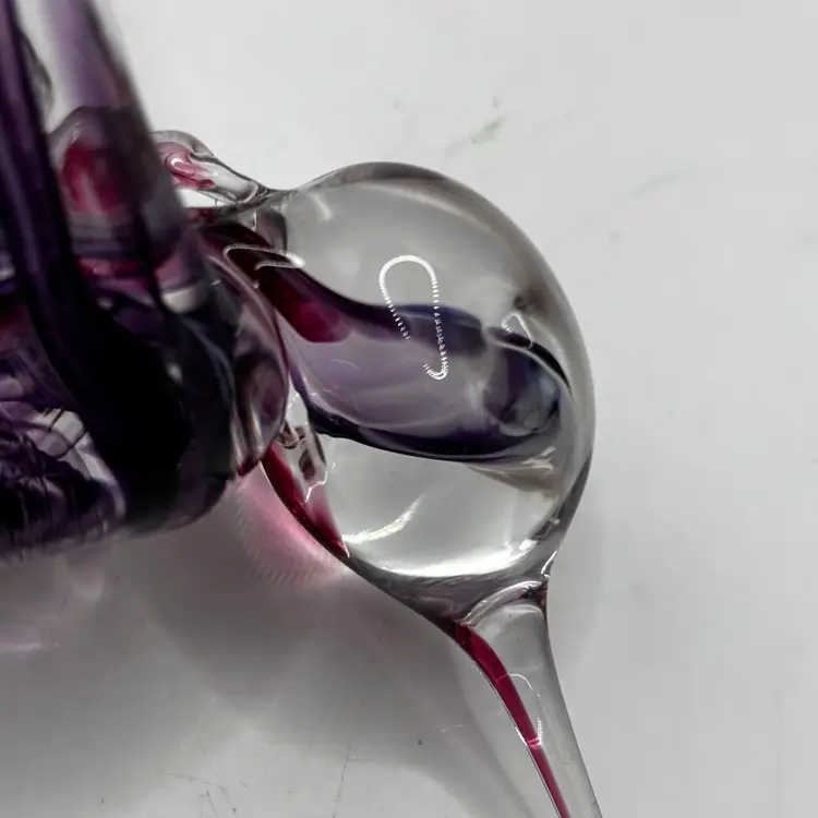 Hand Blown Art Glass Purple Swirl Humming Bird