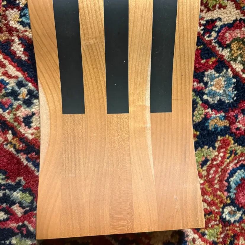 Mid Century Curved Wood Stand Germany Two Tone Black Stripes Modernist
