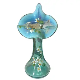 2010 "Spring Song On Robin’s Egg Blue " Tulip Vase #7255 U6 - Signed & Dated By Artist & Mike Fenton - 11”