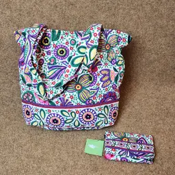 NEW! 2 Pc. Vera Bradley Viva La Vera Cinch Top Tote Floral Handbag w/ Wallet