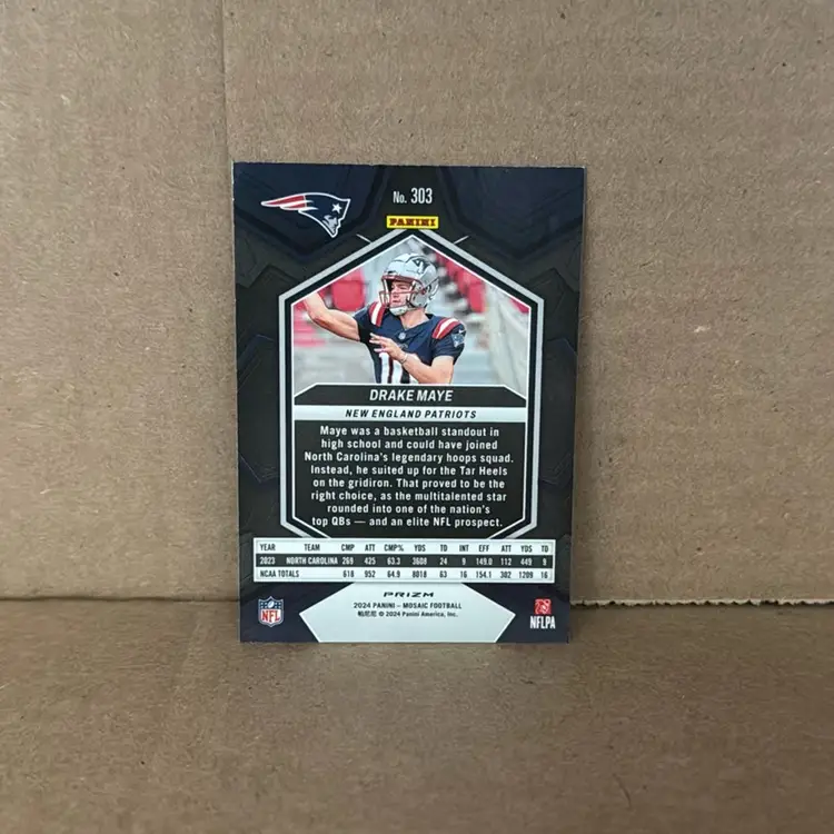 2024 Panini Mosaic Football Drake Maye Green Prizm RC